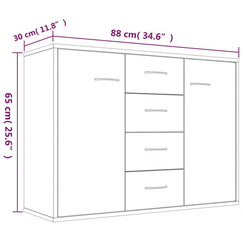 Sideboard Braun Eichen-Optik 88x30x65 cm Holzwerkstoff