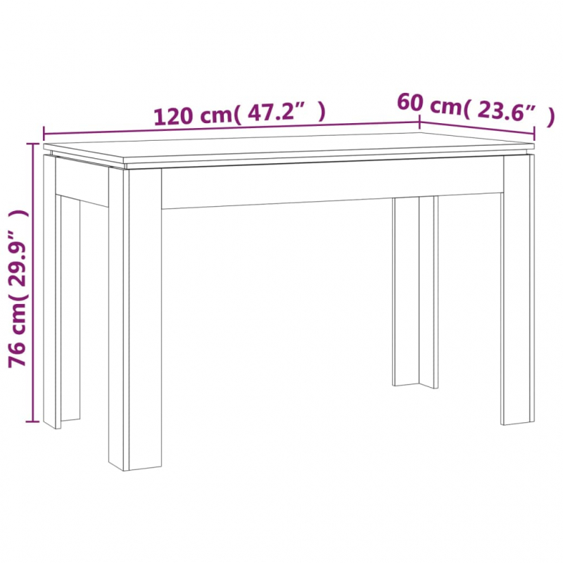 Esstisch Grau Sonoma 120x60x76 cm Holzwerkstoff