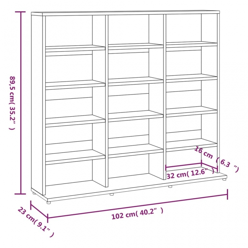 CD-Regal Grau Sonoma 100x23x89,5 cm Holzwerkstoff