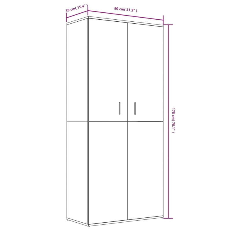 Schuhschrank Braun Eichen-Optik 80x39x178 cm Holzwerkstoff