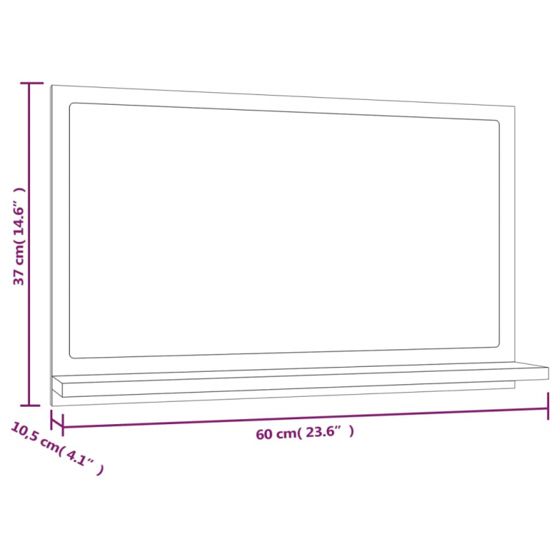 Badspiegel Braun Eichen-Optik 60x10,5x37 cm Holzwerkstoff