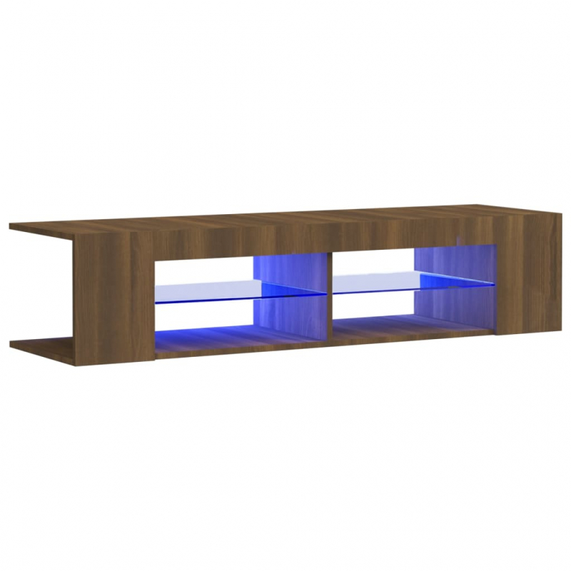 TV-Schrank mit LED-Leuchten Braun Eichen-Optik 135x39x30 cm