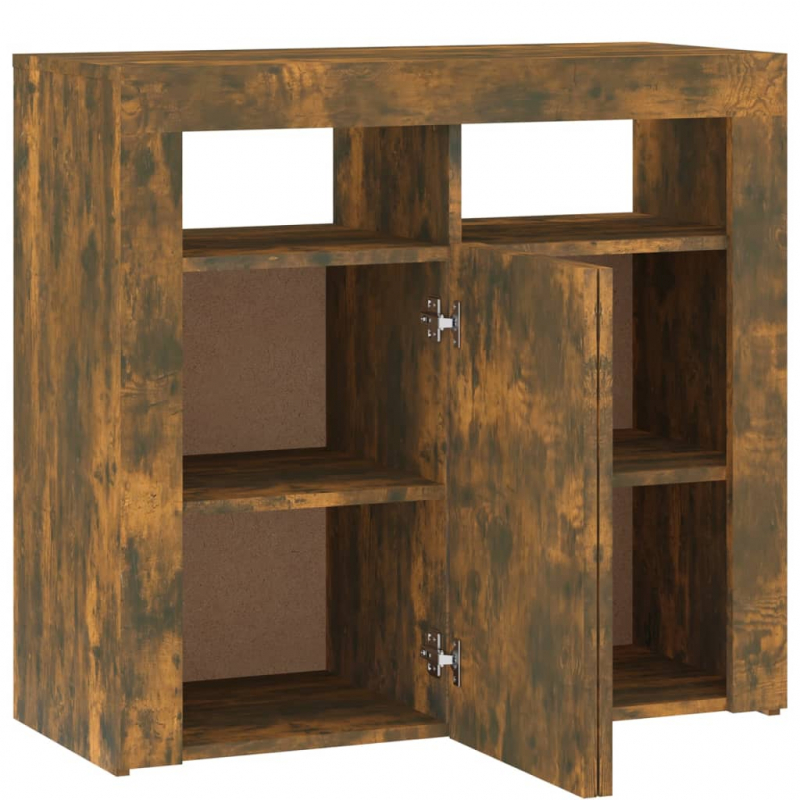 Sideboard mit LED-Beleuchtung Räuchereiche 80x35x75 cm