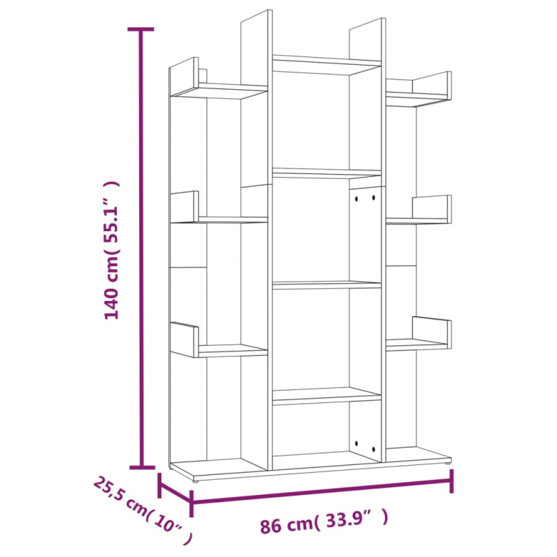 Bücherregal Grau Sonoma 86x25,5x140 cm Holzwerkstoff