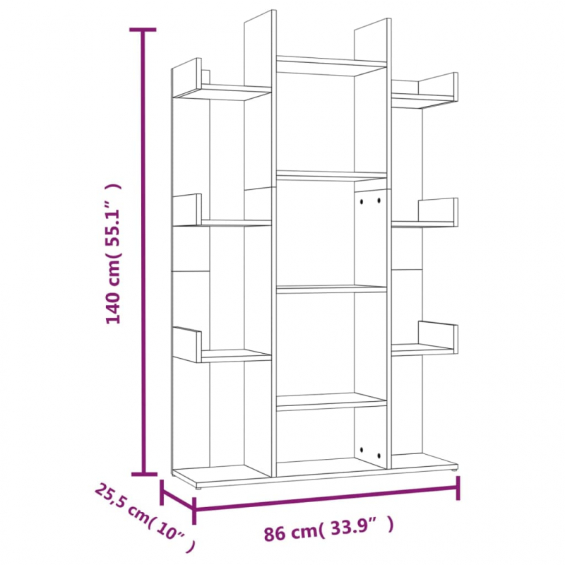 Bücherregal Braun Eichen-Optik 86x25,5x140 cm Holzwerkstoff