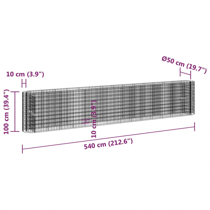 Gabionen-Hochbeet Verzinktes Eisen 540x50x100 cm