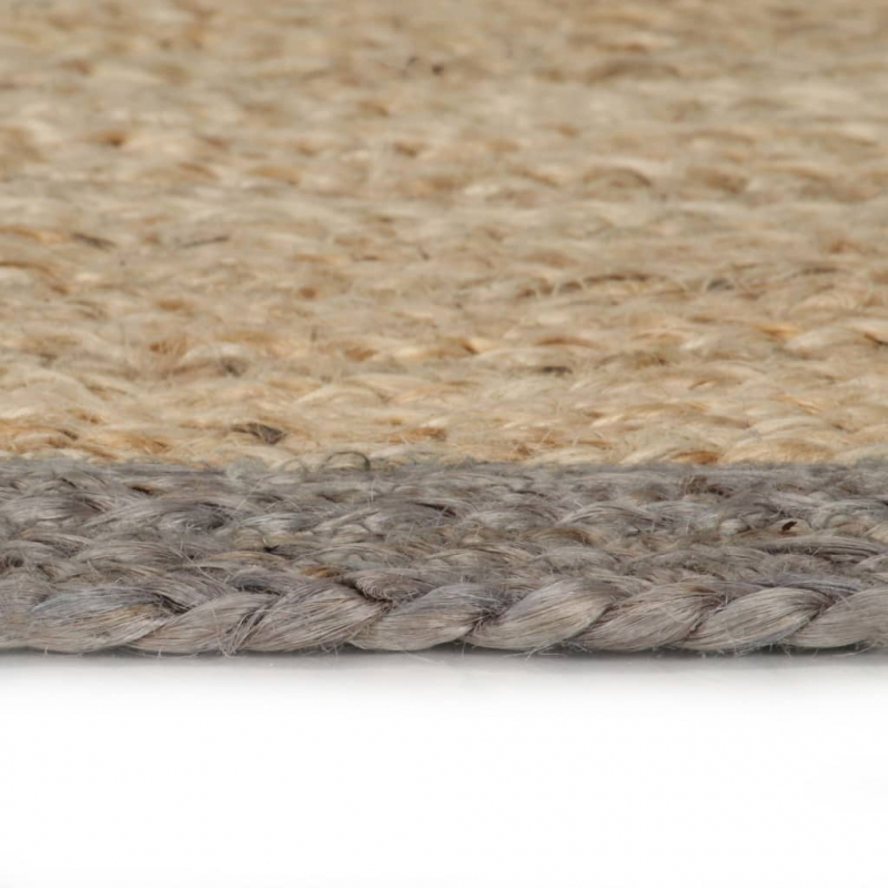 Teppich Handgefertigt Jute mit Grauem Rand 210 cm