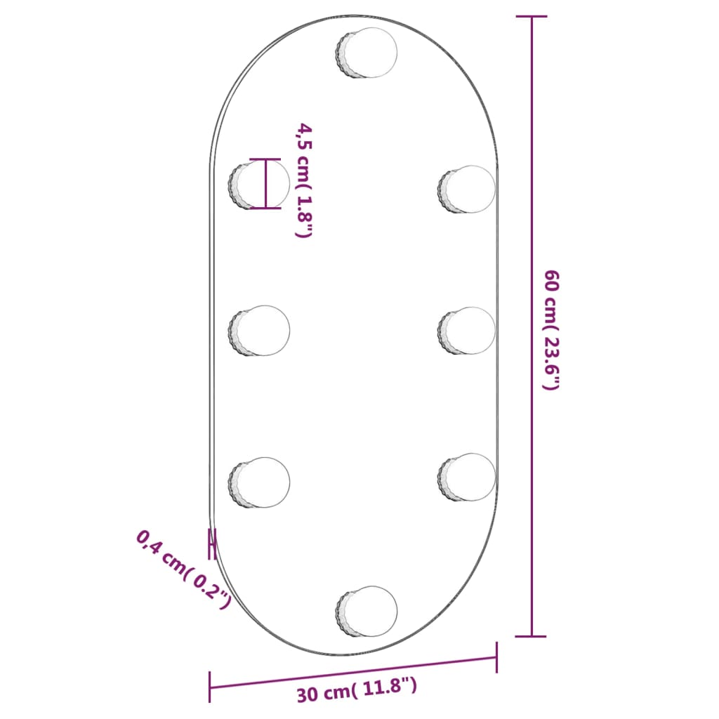 Spiegel mit LED-Leuchten 60x30 cm Glas Oval