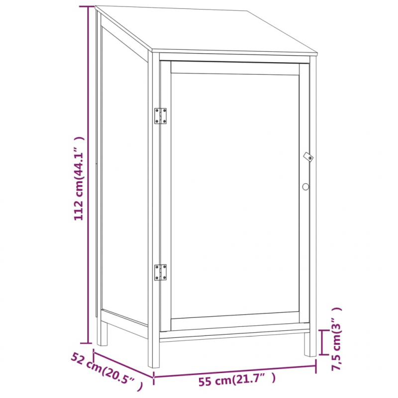 Geräteschuppen Anthrazit 55x52x112 cm Massivholz Tanne