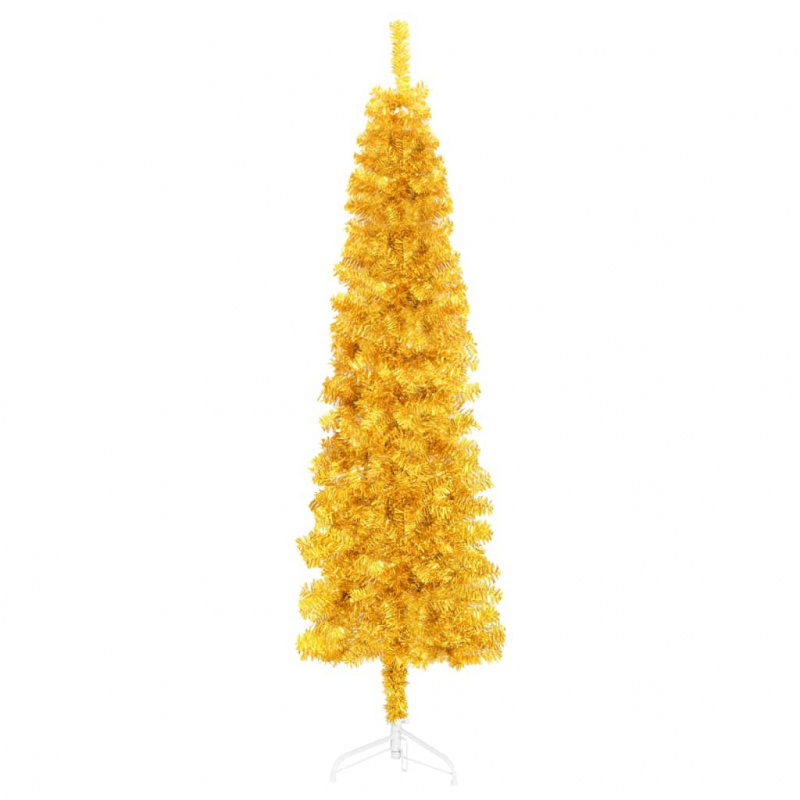 Künstlicher Halb-Weihnachtsbaum mit Ständer Schlank Gold 150 cm