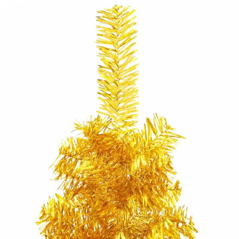 Künstlicher Halb-Weihnachtsbaum mit Ständer Schlank Gold 150 cm