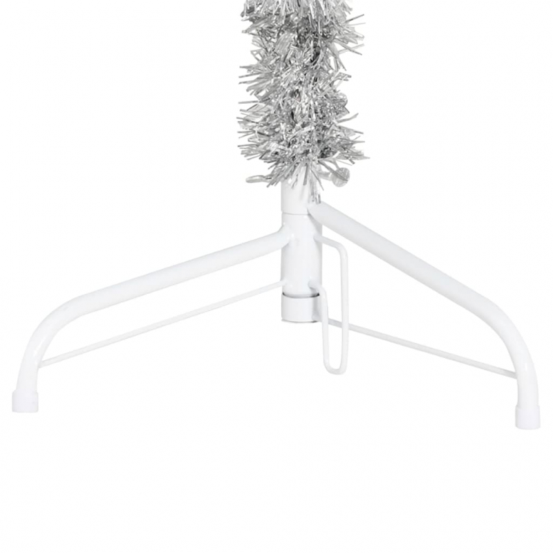 Künstlicher Halb-Weihnachtsbaum Ständer Schlank Silbern 210 cm