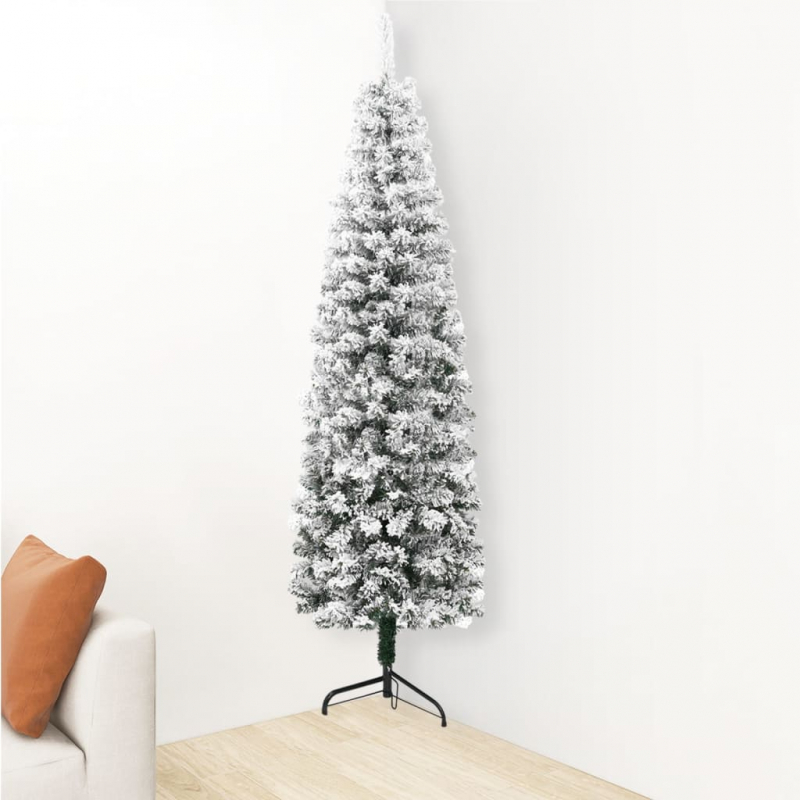 Künstlicher Halb-Weihnachtsbaum mit Schnee Schlank 180 cm