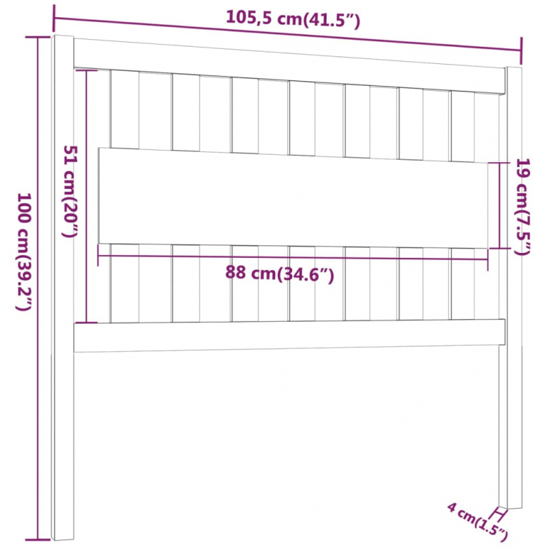 Bett-Kopfteil 105,5x4x100 cm Massivholz Kiefer