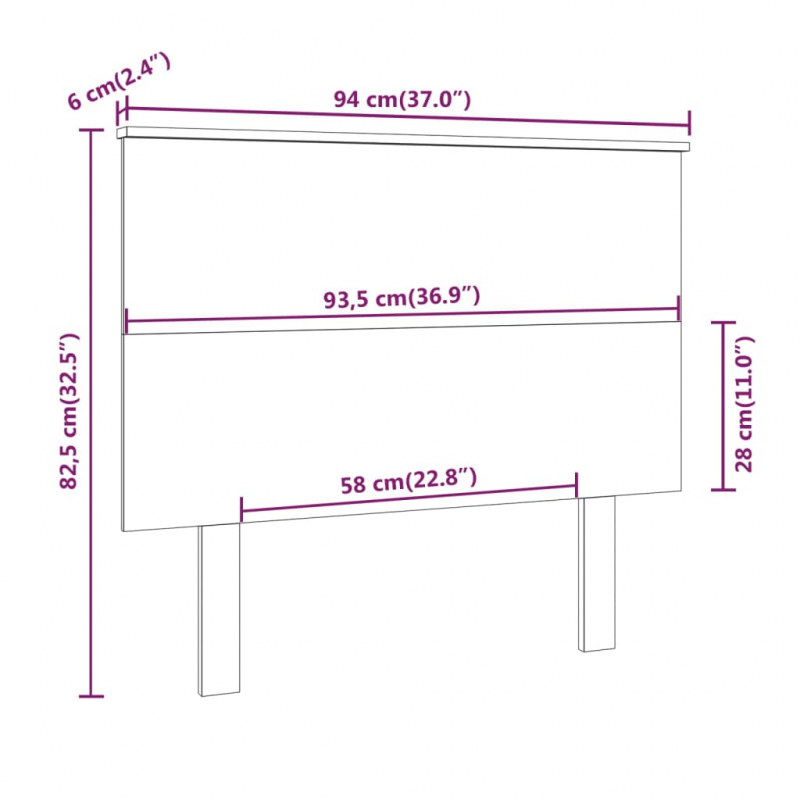 Bett-Kopfteil 94x6x82,5 cm Massivholz Kiefer