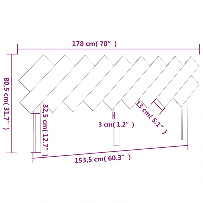 Bett-Kopfteil 178x3x80,5 cm Massivholz Kiefer