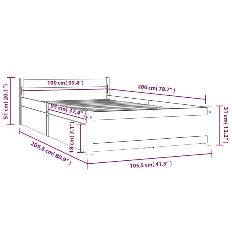 Bett mit Schubladen 100x200 cm