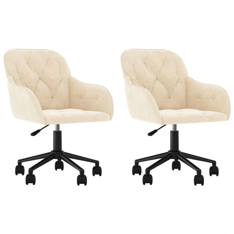 Esszimmerstühle 2 Stk. Drehbar Creme Samt