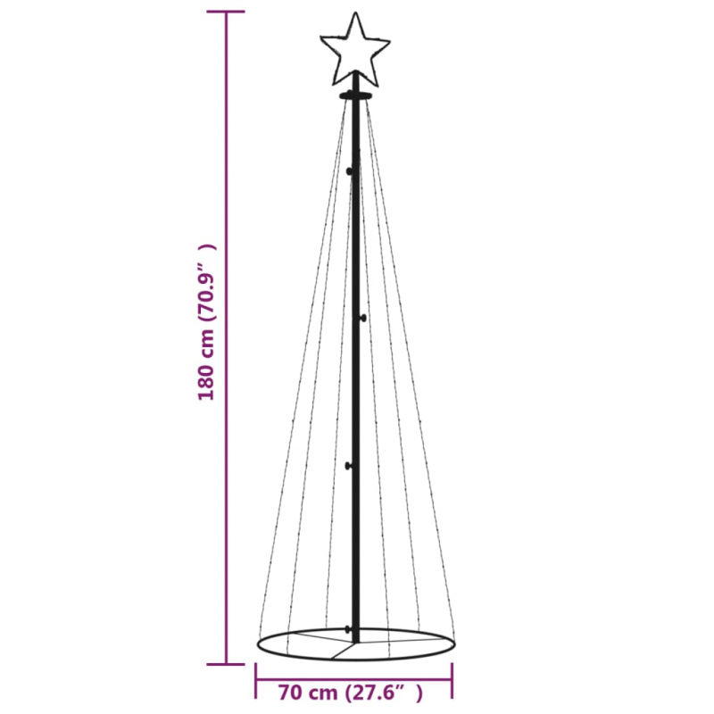 LED-Weihnachtsbaum Kegelform Warmweiß 108 LEDs 70x180 cm