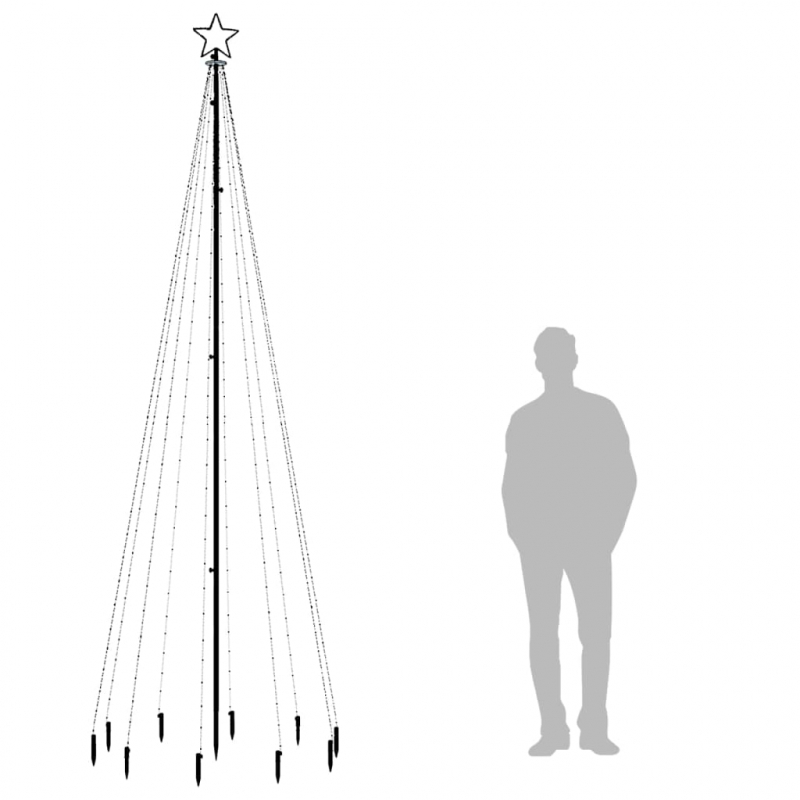 LED-Weihnachtsbaum mit Erdnägeln Kaltweiß 310 LEDs 300 cm