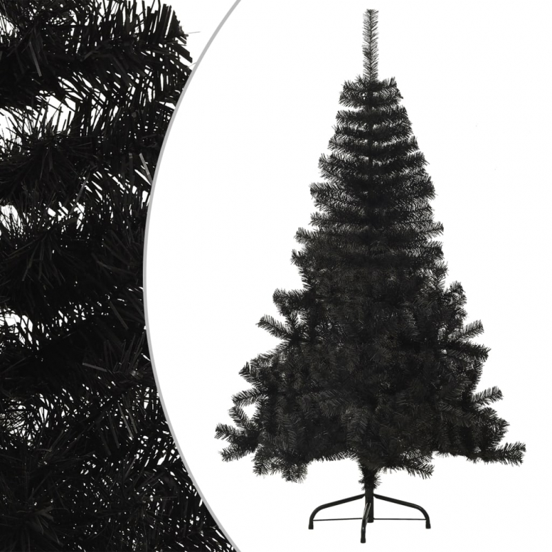 Künstlicher Halb-Weihnachtsbaum mit Ständer Schwarz 150 cm PVC