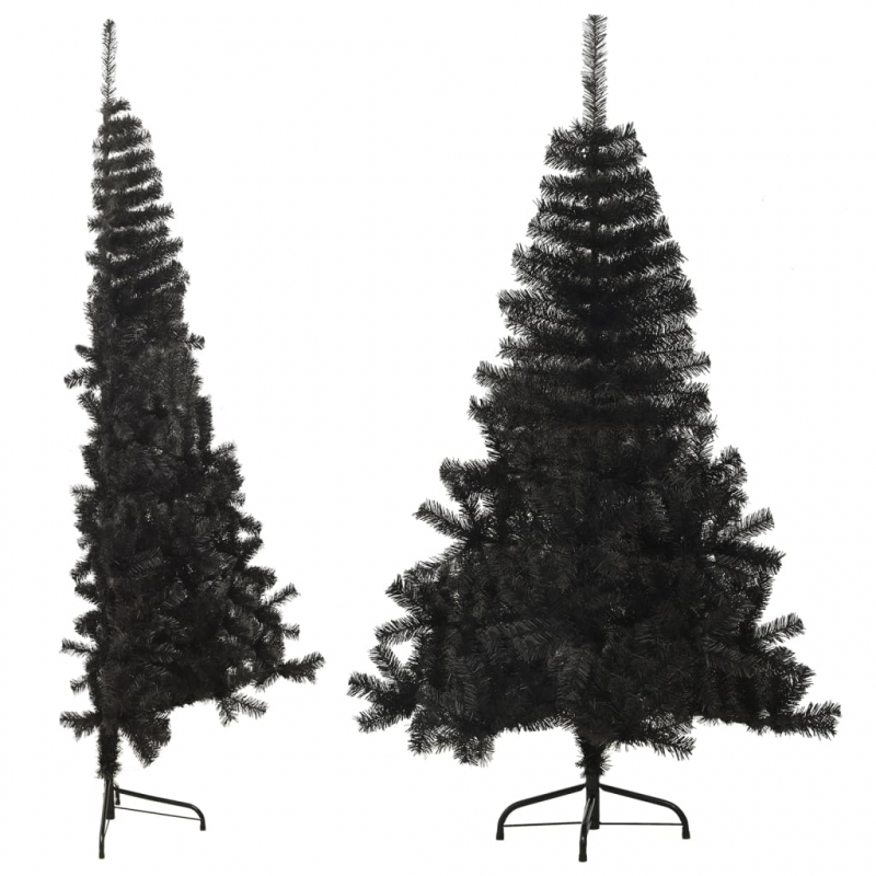 Künstlicher Halb-Weihnachtsbaum mit Ständer Schwarz 180 cm PVC