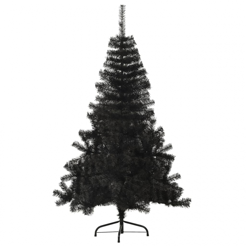 Künstlicher Halb-Weihnachtsbaum mit Ständer Schwarz 180 cm PVC