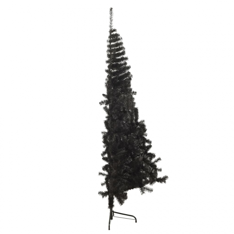 Künstlicher Halb-Weihnachtsbaum mit Ständer Schwarz 180 cm PVC