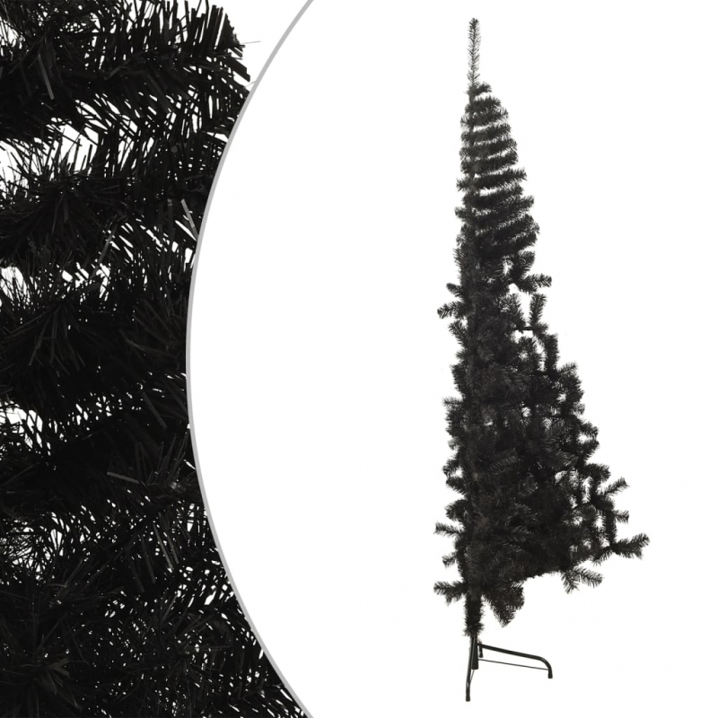 Künstlicher Halb-Weihnachtsbaum mit Ständer Schwarz 210 cm PVC