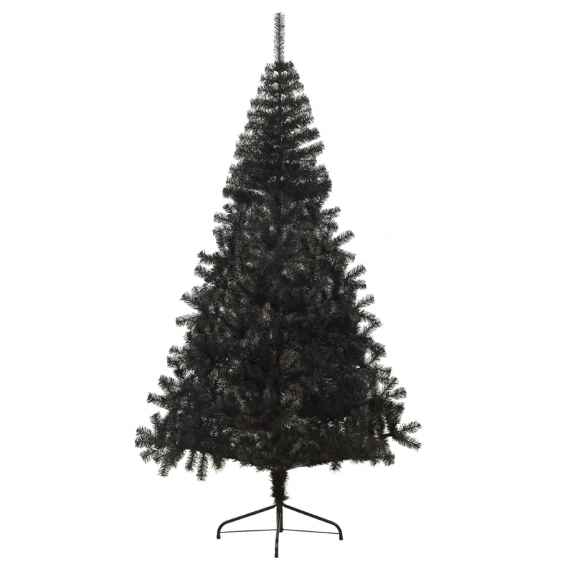 Künstlicher Halb-Weihnachtsbaum mit Ständer Schwarz 210 cm PVC