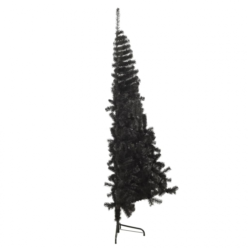 Künstlicher Halb-Weihnachtsbaum mit Ständer Schwarz 210 cm PVC