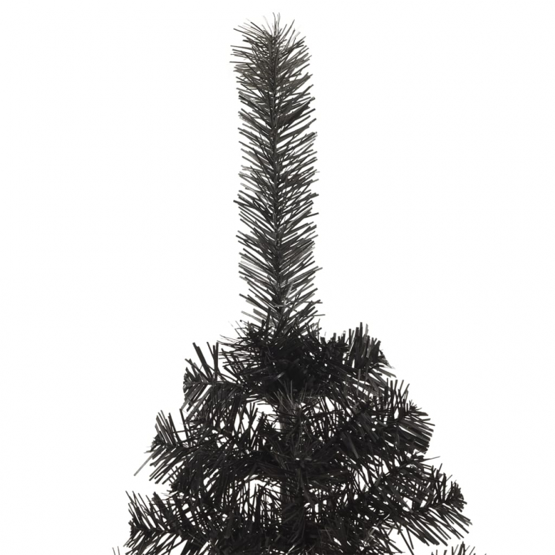 Künstlicher Halb-Weihnachtsbaum mit Ständer Schwarz 210 cm PVC