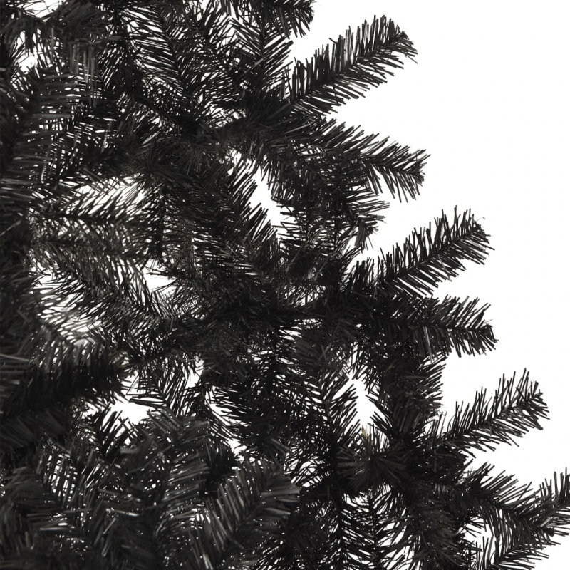 Künstlicher Halb-Weihnachtsbaum mit Ständer Schwarz 210 cm PVC