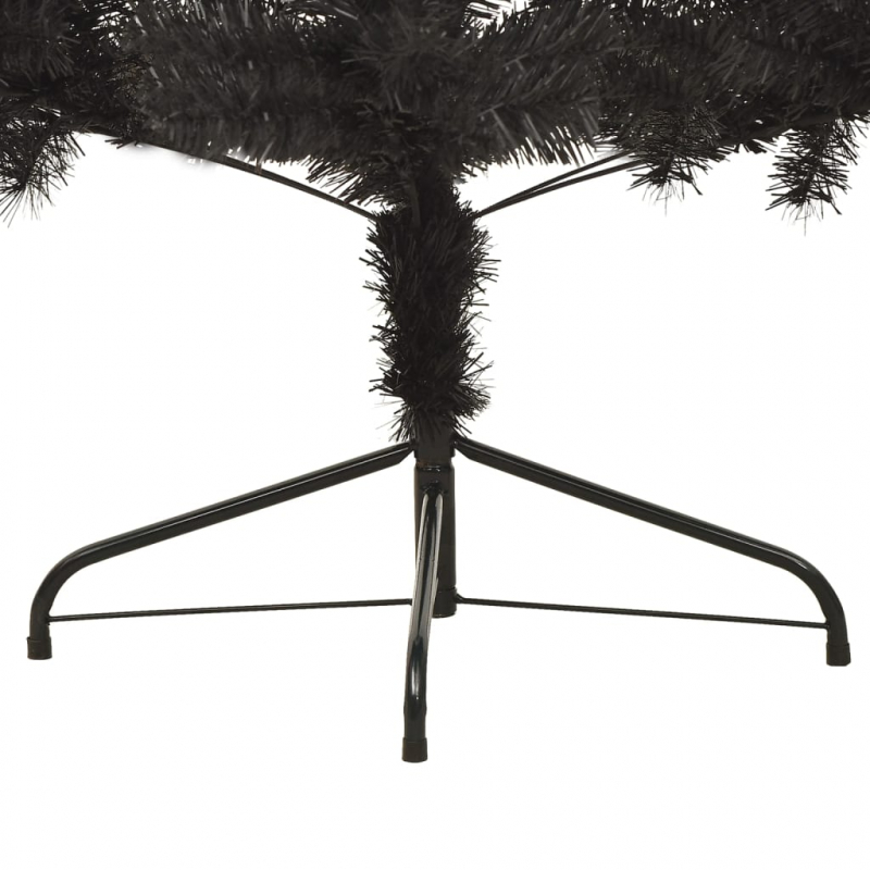 Künstlicher Halb-Weihnachtsbaum mit Ständer Schwarz 210 cm PVC