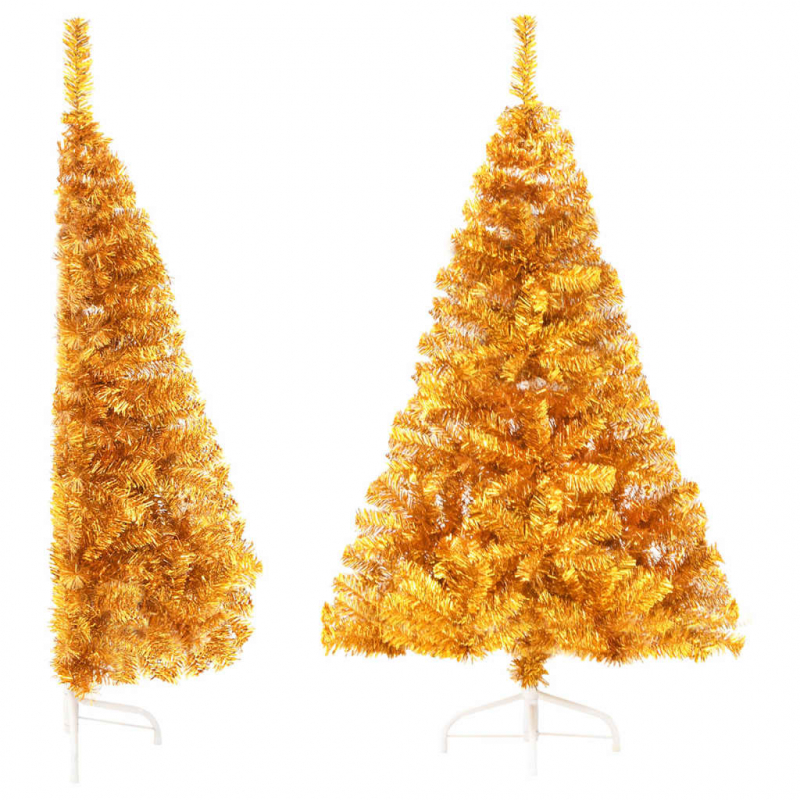 Künstlicher Halb-Weihnachtsbaum mit Ständer Gold 120 cm PET