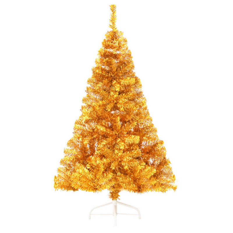 Künstlicher Halb-Weihnachtsbaum mit Ständer Gold 150 cm PET