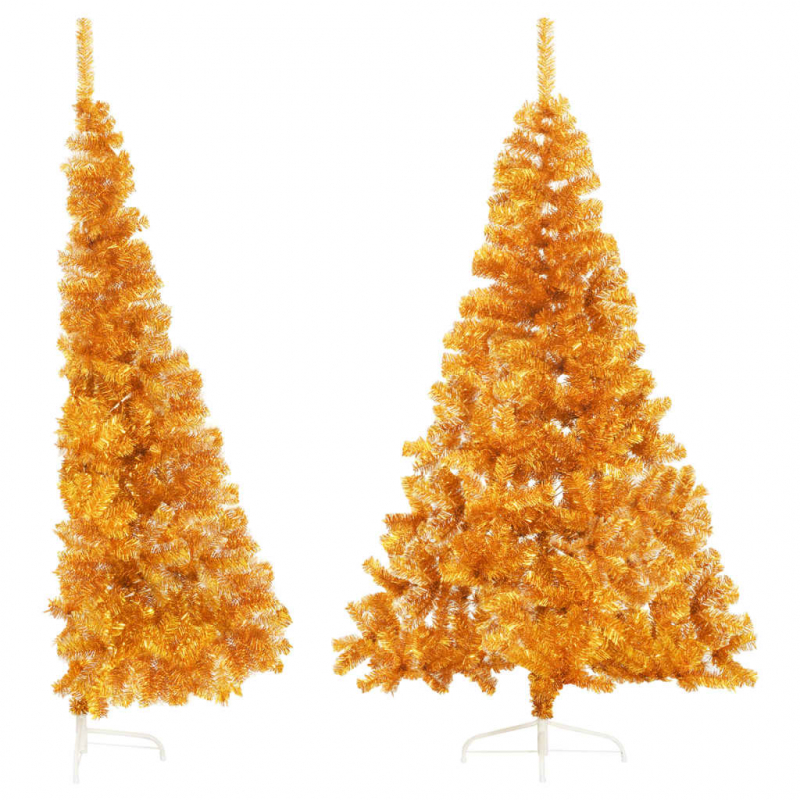 Künstlicher Halb-Weihnachtsbaum mit Ständer Gold 210 cm PET