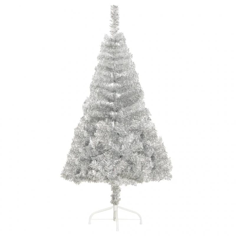 Künstlicher Halb-Weihnachtsbaum mit Ständer Silber 150 cm PET