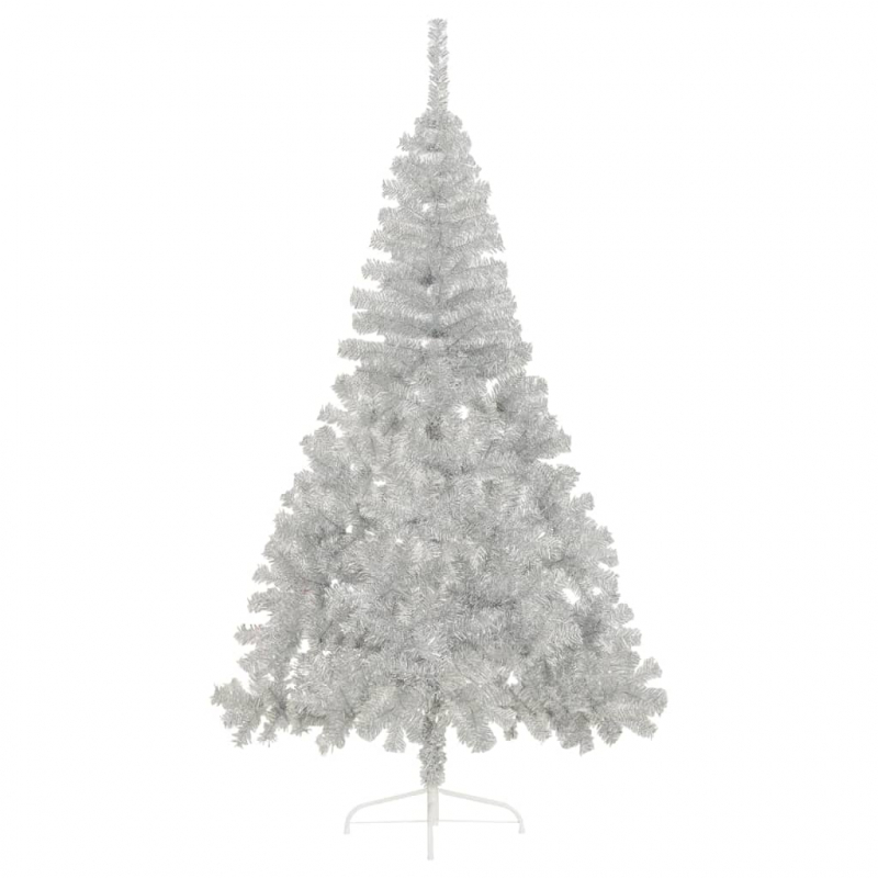 Künstlicher Halb-Weihnachtsbaum mit Ständer Silber 180 cm PET