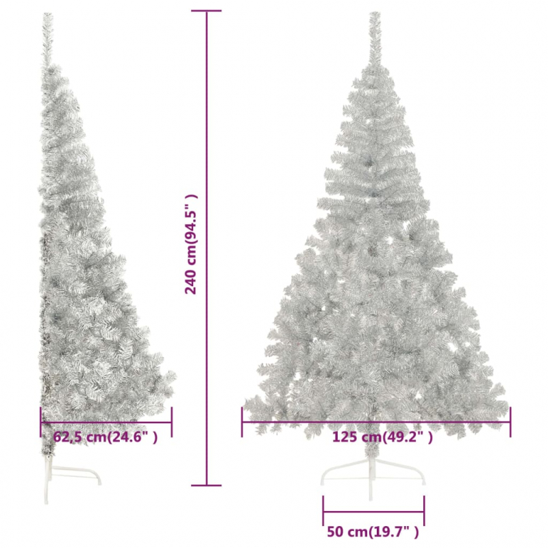 Künstlicher Weihnachtsbaum mit Ständer Silber 240 cm PET