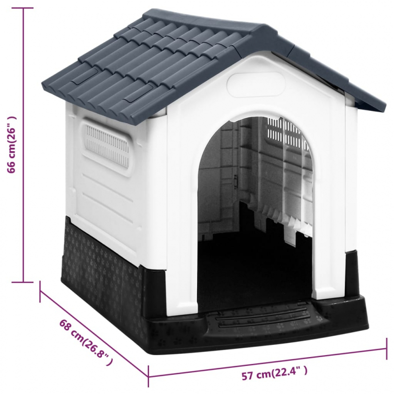 Hundehütte Grau 57x68x66 cm Polypropylen