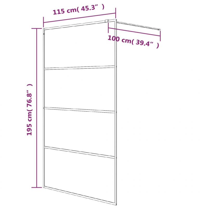 Duschwand für Begehbare Dusche Silbern 115x195 cm ESG-Klarglas