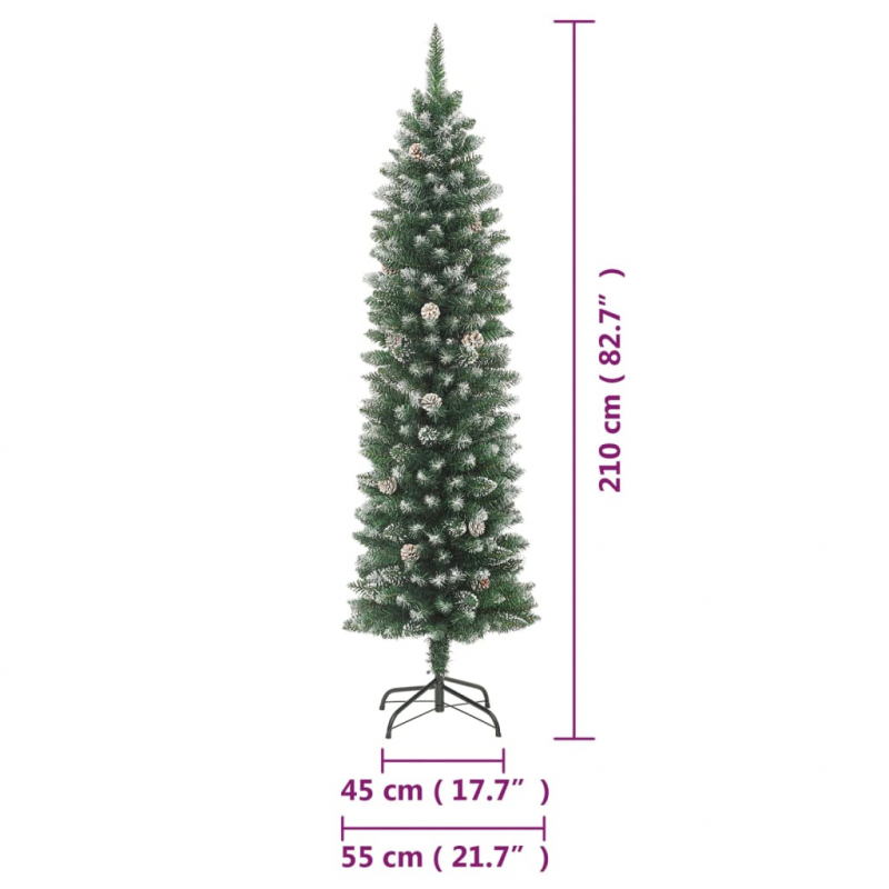 Künstlicher Weihnachtsbaum mit Ständer Schlank 210 cm PVC