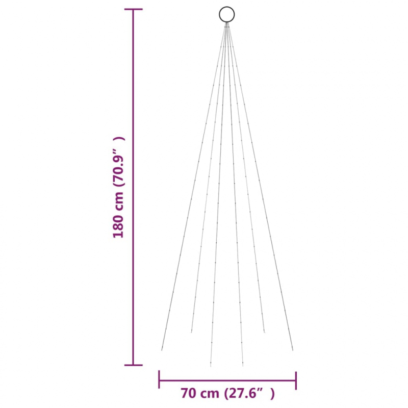 LED-Weihnachtsbaum für Fahnenmast Warmweiß 108 LEDs 180 cm