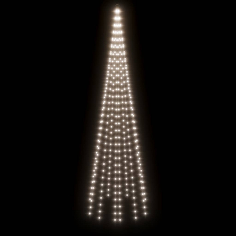 LED-Weihnachtsbaum für Fahnenmast Kaltweiß 310 LEDs 300 cm
