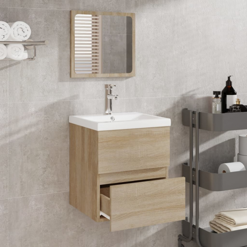 Badschrank mit Spiegel Sonoma-Eiche Holzwerkstoff