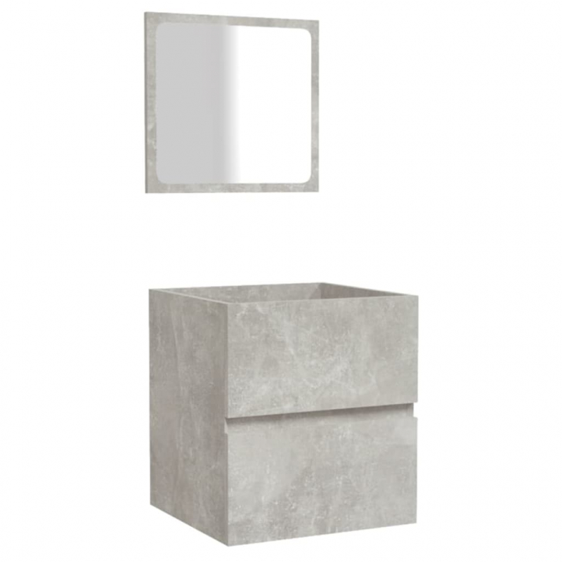 Badschrank mit Spiegel Betongrau Holzwerkstoff