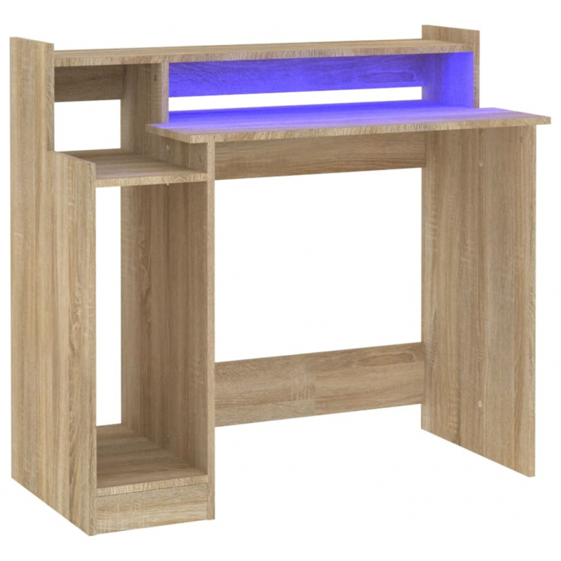 Schreibtisch mit LEDs Sonoma-Eiche 97x45x90 cm Holzwerkstoff