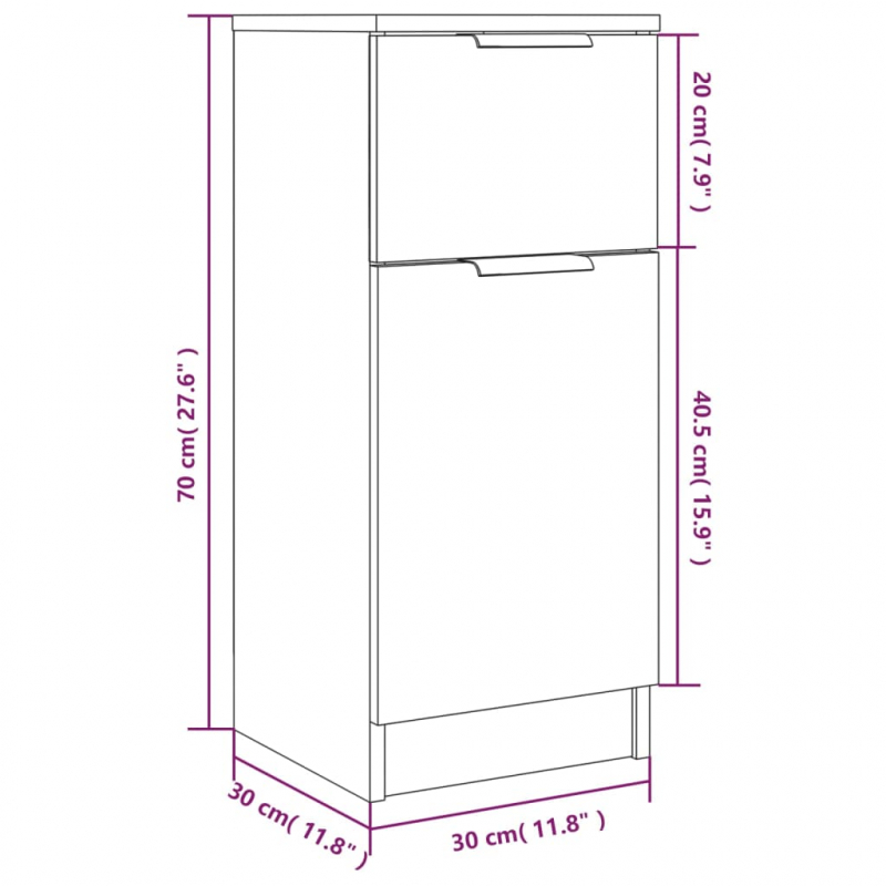 Sideboard Betongrau 30x30x70 cm Holzwerkstoff