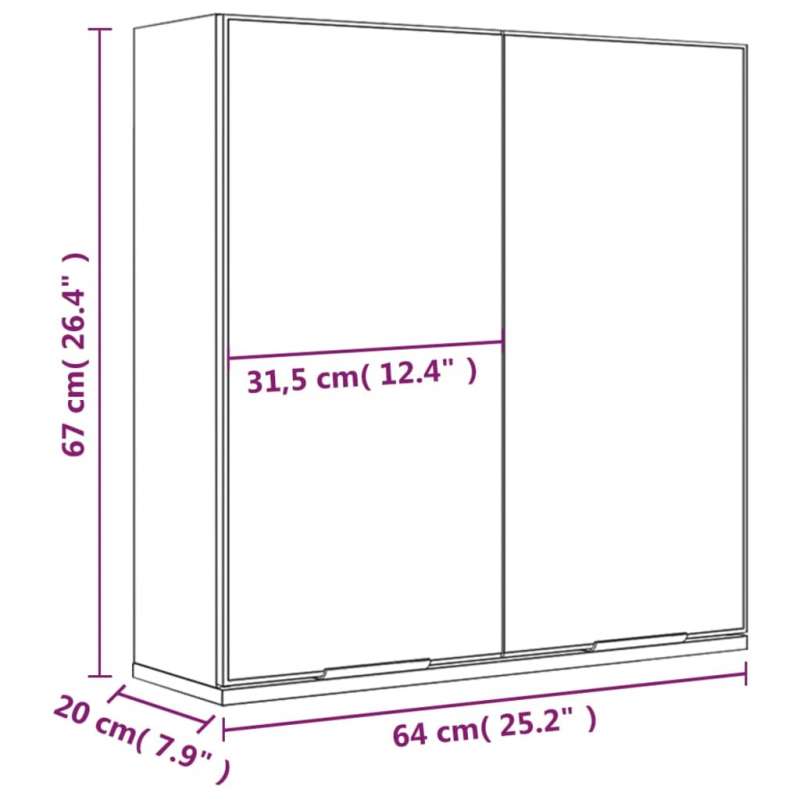 Bad-Spiegelschrank Betongrau 64x20x67 cm